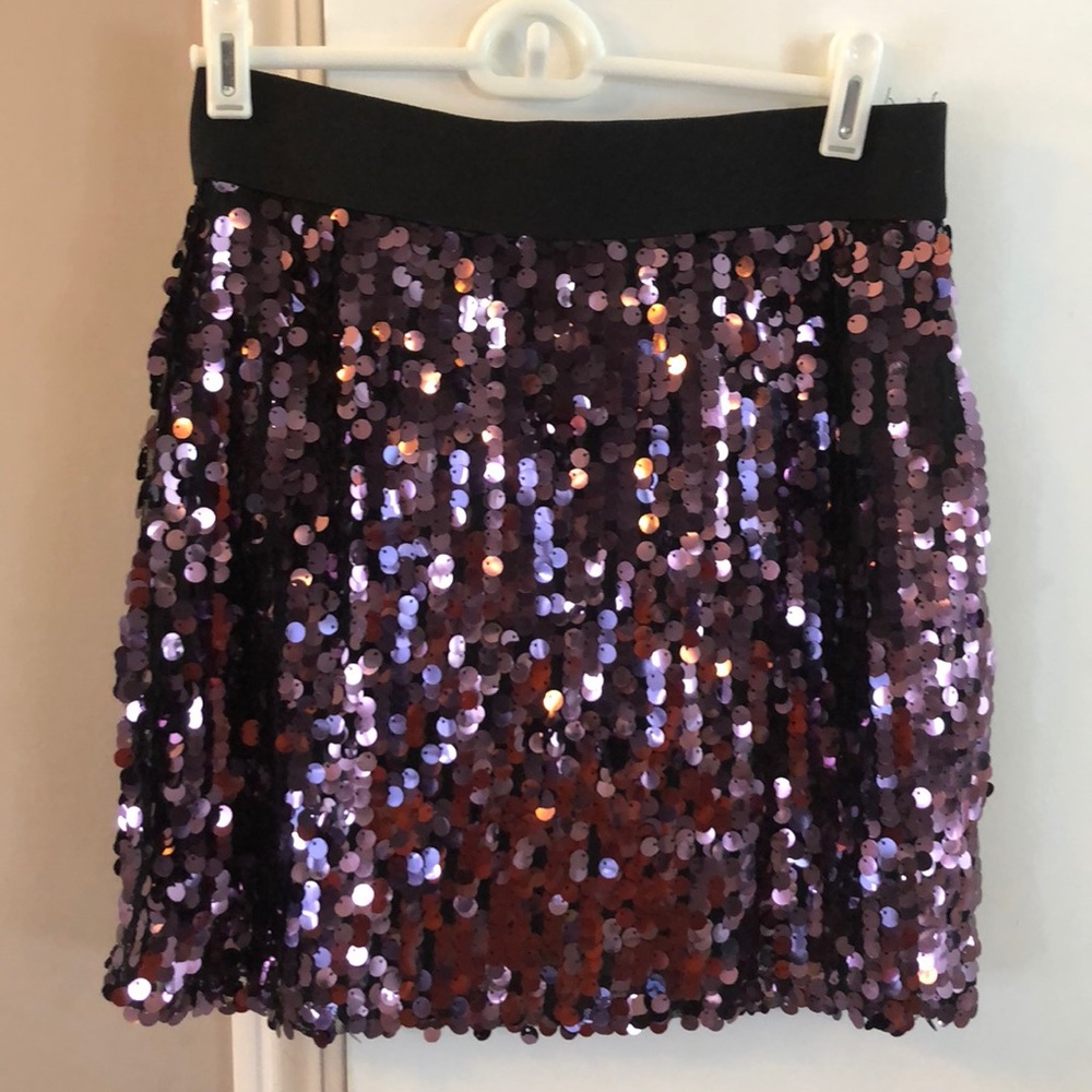 Purple Sequin Mini Skirt